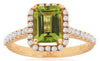 2.1CT DIAMOND & AAA PERIDOT 14KT ROSE GOLD BAGUETTE & ROUND FRIENDSHIP FUN RING