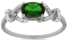 1.07CT DIAMOND & AAA RUSSALITE 14KT WHITE GOLD OVAL & ROUND INFINITY LOVE RING