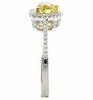 .90CT WHITE & FANCY YELLOW DIAMOND 18K 2 TONE GOLD TRILLION & ROUND CLASSIC RING