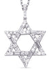 .63CT DIAMOND 14KT WHITE GOLD 3D ROUND & BAGUETTE STAR OF DAVID FLOATING PENDANT