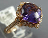 WIDE 2.51CT DIAMOND & AAA AMETHYST 14KT ROSE GOLD CUSHION & ROUND FILIGREE RING