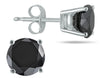 ESTATE 5.0CT BLACK DIAMOND 14KT WHITE GOLD CLASSIC SOLITAIRE ROUND STUD EARRINGS
