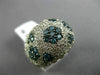 ESTATE LARGE 2.46CT WHITE & BLUE DIAMOND 14K WHITE GOLD 3D MULTI FLOWER FUN RING