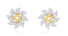 ESTATE .47CT DIAMOND 14KT YELLOW GOLD 3D ROUND MULTI LEAF FLORAL JACKET EARRINGS