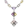 EXTRA LARGE 95.98CT DIAMOND & AAA SAPPHIRE 18K WHITE GOLD LARIAT TENNIS NECKLACE