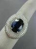ESTATE LARGE 6.95CT DIAMOND & AAA SAPPHIRE 14KT WHITE GOLD OVAL ENGAGEMENT RING