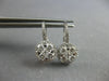 1.35CT DIAMOND 14KT WHITE GOLD 3D CLUSTER FLOWER HALO LEVERBACK HANGING EARRINGS