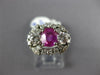 ANTIQUE LARGE 3.10CT DIAMOND & AAA PINK SAPPHIRE 18KT WHITE GOLD ENGAGEMENT RING