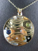 2.51CT DIAMOND & AAA MULTI COLOR SAPPHIRE 14KT YELLOW GOLD 3D MULTI WAVE PENDANT
