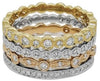 .61CT DIAMOND 18K TRI COLOR GOLD ROUND SEMI ETERNITY MULTI BAND ANNIVERSARY RING