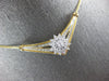 LARGE & LONG .35CT DIAMOND 14KT 2 TONE GOLD ROUND FLOWER V SHAPE NECKLACE #28061