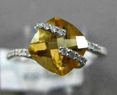 ESTATE 2.64CT DIAMOND & YELLOW TOPAZ 14KT WHITE GOLD 3D FLOATING ENGAGEMENT RING