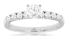 .85CT DIAMOND 14KT WHITE GOLD 3D SOLITAIRE SEMI ETERNITY ROUND ENGAGEMENT RING