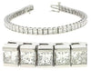 LARGE 12.75CT DIAMOND 14KT WHITE GOLD FLOWER SQUARE BY THE YARD TENNIS BRACELET