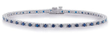 3.92CT DIAMOND & AAA SAPPHIRE 14KT WHITE GOLD 3D CLASSIC ROUND TENNIS BRACELET