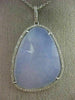 ESTATE LARGE .30CT DIAMOND & AAA BLUE CHALCEDONY 14KT WHITE GOLD 3D LOVE PENDANT
