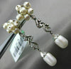 ANTIQUE LARGE .25CT DIAMOND & AAA SOUTH SEA PEARL 18KT WHITE GOLD LEAF EARRINGS
