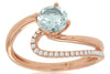 ESTATE .85CT DIAMOND & AAA AQUAMARINE 14KT ROSE GOLD ROUND DOUBLE SWIRL FUN RING