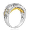 ESTATE .57CT DIAMOND 14KT 2 TONE GOLD 3D CLASSIC 5 ROW WEDDING ANNIVERSARY RING
