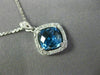 ESTATE 1.92CT DIAMOND & AAA BLUE TOPAZ 14K WHITE GOLD 3D FILIGREE ETOILE PENDANT