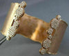 ESTATE WIDE 1.75CT DIAMOND 14KT ROSE GOLD OPEN FILIGREE HAMMERED BANGLE BRACELET