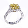 .80CT WHITE & FANCY YELLOW DIAMOND 18KT 2 TONE GOLD MULTI SHAPE SQUARE HALO RING