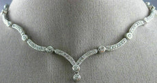 ANTIQUE 2.10CT DIAMOND 14KT WHITE GOLD 3D FILIGREE BEZEL DROP NECKLACE #18629
