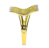 LARGE 1CT WHITE & FANCY YELLOW DIAMOND 18K 2 TONE GOLD PAVE RECTANGULAR FUN RING
