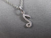ESTATE .06CT DIAMOND 14KT WHITE GOLD CLASSIC MUSICAL NOTE FUN FLOATING PENDANT