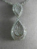 ANTIQUE LARGE 1.76CT DIAMOND 18K WHITE GOLD FILIGREE MILGRAIN DROP PENDANT 14837