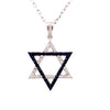 ESTATE LARGE .97CT DIAMOND & AAA SAPPHIRE 18KT WHITE GOLD STAR OF DAVID PENDANT