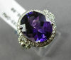 ESTATE LARGE 3.53CT DIAMOND & AMETHYST 14KT WHITE GOLD 3D HALO ENGAGEMENT RING