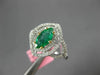 ESTATE .99CT DIAMOND & AAA EMERALD 18K TWO TONE GOLD DOUBLE HALO ENGAGEMENT RING