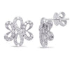 .66CT DIAMOND 14KT WHITE GOLD 3D DOUBLE HEART INFINITY FLOWER FUN STUD EARRINGS