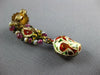 ANTIQUE ROSE CUT DIAMOND & RUBY PEARL ENAMEL 22K YELLOW GOLD 3D HANGING EARRINGS