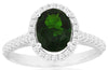 2.44CT DIAMOND & AAA RUSSALITE 14KT WHITE GOLD 3D OVAL & ROUND ENGAGEMENT RING