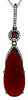 .77CT DIAMOND & AAA RUBY & RED AGATE 14KT WHITE GOLD 3D FLOWER TEAR DROP PENDANT