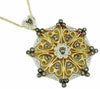 1.08CT WHITE & MOCHA DIAMOND 14K YELLOW GOLD FILIGREE MULTI HEART FLOWER PENDANT