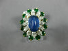 ANTIQUE LARGE 6.3CT DIAMOND AAA SAPPHIRE & EMERALD PLATINUM 18K YELLOW GOLD RING