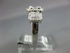 ESTATE WIDE .86CT DIAMOND 18K WHITE GOLD ROUND & BAGUETTE CLUSTER HALO LOVE RING