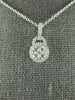 ESTATE .35CT DIAMOND 18KT WHITE GOLD 3D ROUND CLUSTER HALO FLOATING PENDANT