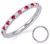 .53CT DIAMOND & AAA RUBY 14K WHITE GOLD 3D CLASSIC 3/4 ETERNITY ANNIVERSARY RING