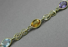 ANTIQUE 7.0CT AAA MULTI GEM 14KT YELLOW GOLD OPEN LINK OVAL BRACELET #22706