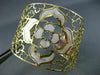 ESTATE LARGE .15CT DIAMOND 14K YELLOW GOLD MOTHER OF PEARL BLOOM BANGLE BRACELET