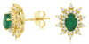 1.23CT DIAMOND & AAA EMERALD 14KT YELLOW GOLD OVAL & ROUND FLORAL STAR EARRINGS