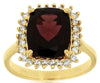 LARGE 5.1CT DIAMOND & AAA GARNET 14KT YELLOW GOLD 3D CUSHION & ROUND SQUARE RING