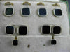 ANTIQUE LARGE MORTIMER RICKS AAA ONYX PLATINUM OCTAGON SHIRT STUD CUFFLINK SET