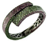26.0CT AAA MULTI COLOR SAPPHIRE 925 SILVER MULTI ROW CRISS CROSS BANGLE BRACELET