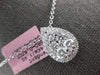 EXTRA LARGE 1.16CT DIAMOND 14KT WHITE GOLD 3D CLUSTER TEAR DROP FLOATING PENDANT