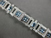 WIDE 8.28CT DIAMOND & AAA AQUAMARINE 18K WHITE GOLD 3D PRINCESS & ROUND BRACELET